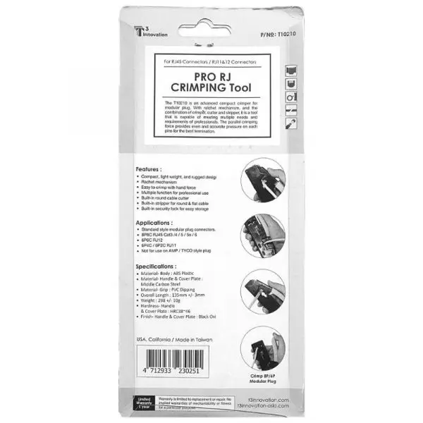 T3 Innovation T10210 RJ45 Crimping Tool - Back