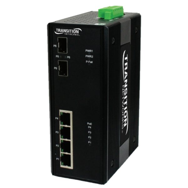 Transition Networks (Lantronix acquired 2021) PoE+ Ethernet Switch,SISTP1040-242-LRT,Unmanaged Hardened Gigabit PoE+ Ethernet Switch